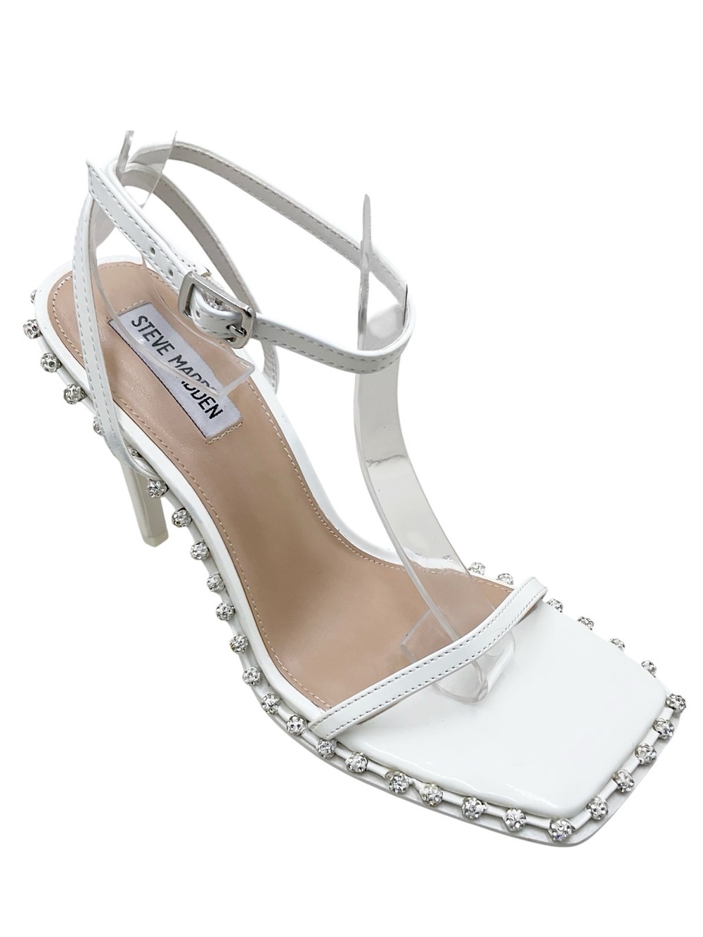 🆕{Steve Madden} ZELLE Embellished Strappy Patent Heels